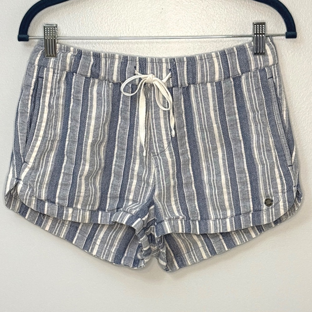 Roxy 100% Cotton Drawstring Beach Shorts Womens Striped